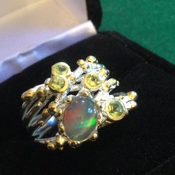 Atlanta Gem & Mineral Show Jewelry - Surrealistic Genuine Firery Opal Ring